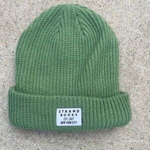 Strand Books Green Knit Beanie One Size Acrylic Fashion Novels High Brow NYC USA